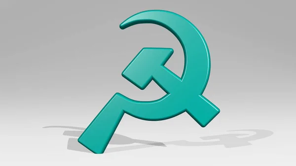 Símbolo Unión Soviética Pared Ilustración Escultura Metálica Sobre Fondo Blanco — Foto de Stock