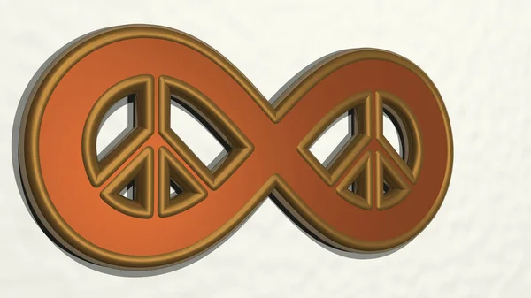 Onfiniteit Symbol Met Vrede Sign Vanuit Een Perspectief Muur Een — Stockfoto