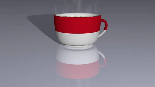 Monaco Placé Sur Une Tasse Café Chaud Dans Une Illustration — Photo