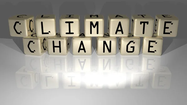 Mudança Climática Construída Por Letras Cúbicas Douradas Partir Perspectiva Superior — Fotografia de Stock