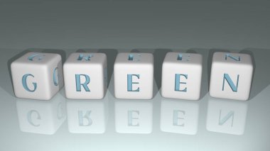 Zar harfleri ve renk geçişleriyle inşa edilen yeşil konseptin 3 boyutlu yorumlama ile ilgili anlamları