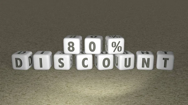 Shiny Discount Built Cubic Letters Top Perspective Excellent Concept Presentation — Stock Photo, Image