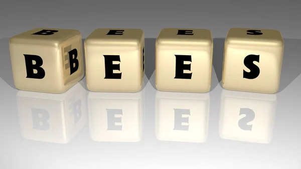 Bees Made Golden Dice Letters Color Crossing Related Meanings Concept — Stock fotografie