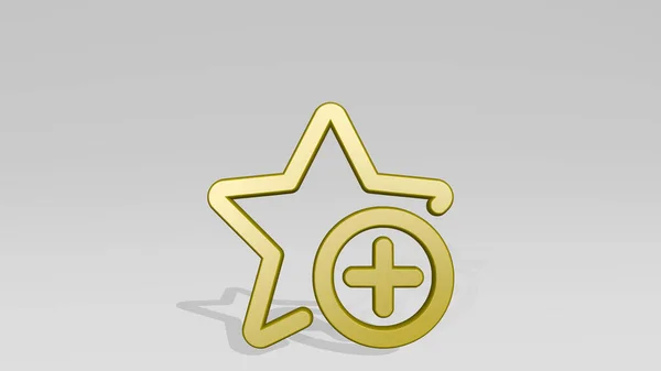 Rating Star Add Feito Por Ilustração Uma Escultura Metálica Brilhante — Fotografia de Stock