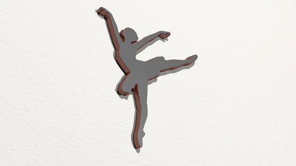 Dancer Duvardaki Bir Perspektiften Boyutlu Metalik Malzemelerden Yapılmış Kalın Bir — Stok fotoğraf