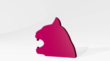 Işıklı arka planı olan parlak metalik bir heykelin 3 boyutlu bir tasviri ile yapılmış bir canavar. Sevimli ve çizgi film