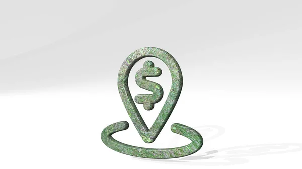 Cash Pin Radius Gemaakt Door Illustratie Van Een Glanzende Metalen — Stockfoto