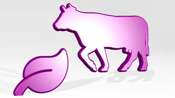 Kuh Hergestellt Durch Illustration Einer Metallisch Glänzenden Skulptur Auf Einer — Stockfoto