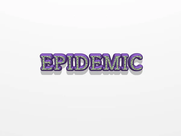 Epidemicは 一番下の影の壁に描かれた形のフォント3Dと個々の文字で白い背景に書かれています イラストと病気 — ストック写真