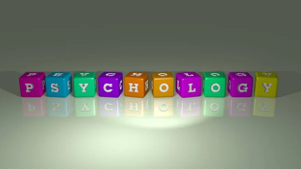 Psychology Combined Dice Letters Color Crossing Related Meanings Concept Illustration — Stock Photo, Image