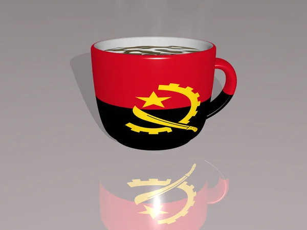 Ilustración Bandera Colocado Una Taza Café Caliente Con Una Perspectiva — Foto de Stock