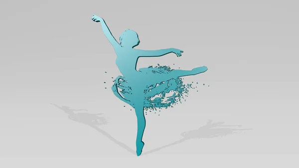 Dancing Készült Illusztráció Egy Fényes Fémes Szobor Falon Fény Háttér — Stock Fotó