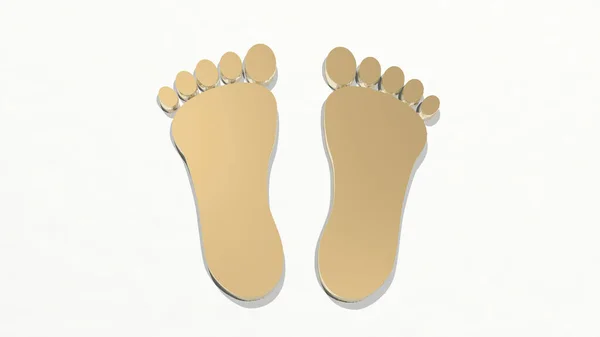 Man Footprint Feito Por Ilustração Uma Escultura Metálica Brilhante Uma — Fotografia de Stock