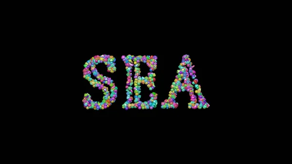 Sea 그림자가 물체로 구성된 텍스트의 과푸른 — 스톡 사진