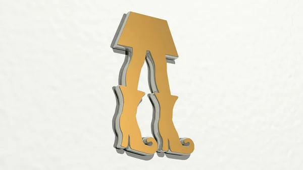 Girl Wizard High Heel Boots Зроблений Ілюстрацією Блискучої Металевої Скульптури — стокове фото