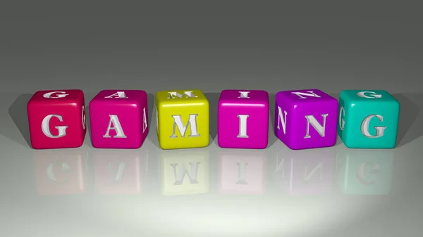 Jeu Arrangé Par Des Lettres Cubiques Sur Plancher Miroir Idéal — Photo