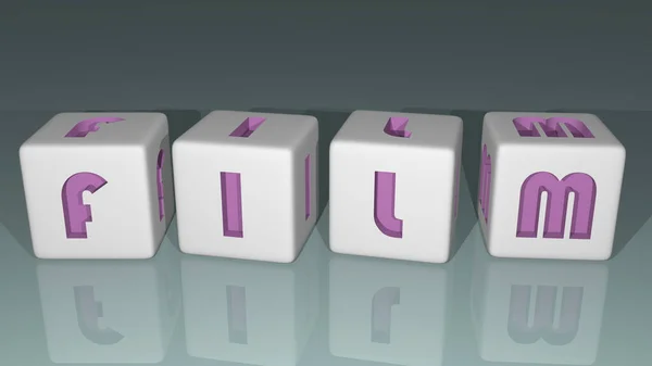 Shiny Film Built Cubic Letters Top Perspective Excellent Concept Presentation — Stock Photo, Image
