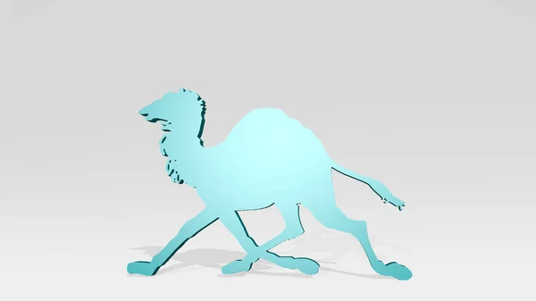 Camelo Pared Ilustración Escultura Metálica Sobre Fondo Blanco Con Textura —  Fotos de Stock