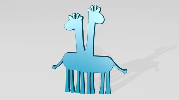 Girafas Feitas Por Ilustração Uma Escultura Metálica Brilhante Uma Parede — Fotografia de Stock