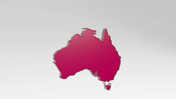 Australian Map Точки Зору Стіну Товста Скульптура Виконана Металевих Матеріалів — стокове фото