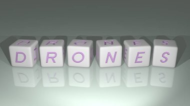 DRONES, zar harfleri ve renk geçişleriyle konseptin üç boyutlu yorumlama ile ilgili anlamları için inşa edilmiştir. hava ve arkaplan