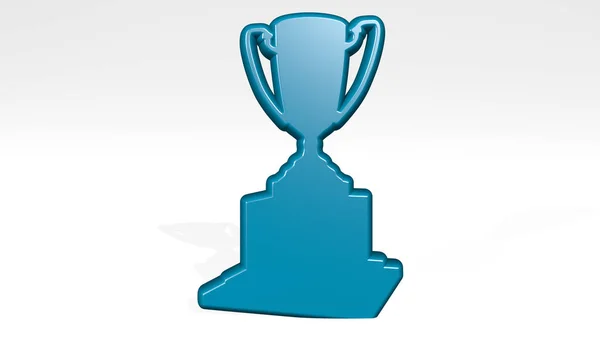 Спортивний Трофей Зроблений Ілюстрацією Блискучої Металевої Скульптури Стіні Світлим Тлом — стокове фото