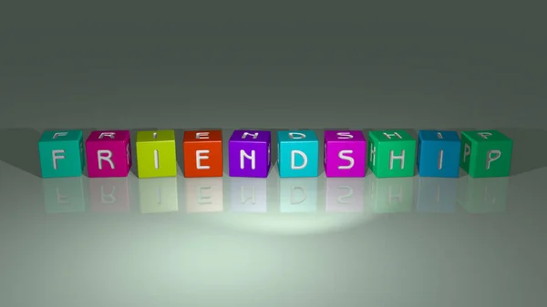 Friendship Ułożone Liter Sześciennych Podłodze Lustra Idealne Dla Znaczenia Koncepcji — Zdjęcie stockowe