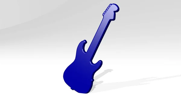 Elektrická Kytara Perspektivy Stínem Silná Plastika Kovových Materiálů Vykreslování Ilustrace — Stock fotografie