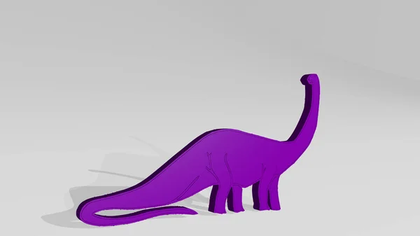 Dinosaur Realizado Mediante Ilustración Una Escultura Metálica Brillante Sobre Una —  Fotos de Stock