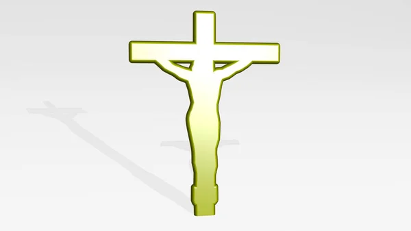 Jesus Chris Crucificado Cross Feito Por Ilustração Uma Escultura Metálica — Fotografia de Stock