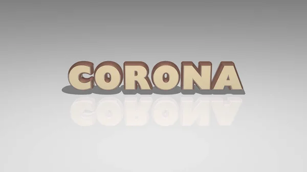 Metallic Text Corona Rendered Light Perspective Shadows Picture Ideal Standalone — Stock Photo, Image