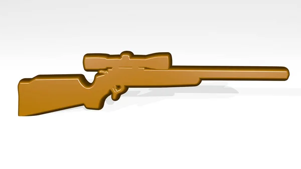 从阴影的角度来看Gun 一种由三维渲染金属材料制成的厚重雕塑 图解和背景 — 图库照片