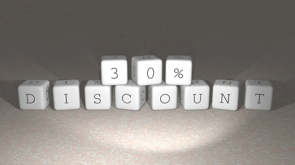 Discount Built Dice Letters Color Crossing Related Meanings Concept Rendering — Stock Photo, Image
