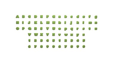 Kaligrafik yazı tipi ve parlak renklerle beyaz arkaplan duvarındaki ayrı harflerle 2590 'ın 3B çizimi