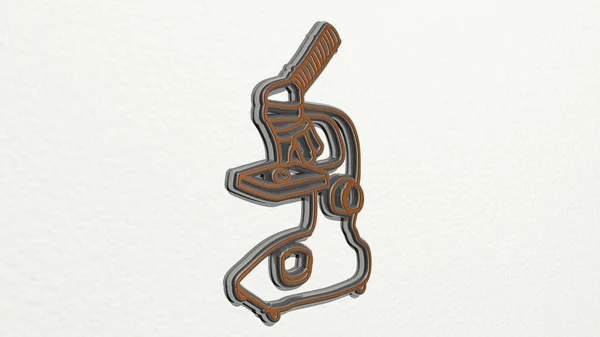 Microscope Стіні Ілюстрація Металевої Скульптури Білому Тлі Якою Текстурою Біологія — стокове фото