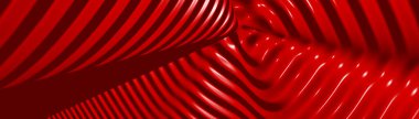 Kırmızı monokromik 3D kıvrımlı arkaplan görüntüsünden oluşan çok geniş bir resim. Gölge perspektifli düz benekli desenlerden yapılmış. Resim ve beyaz
