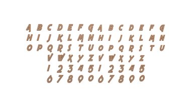 Beyaz arkaplandaki beyaz arkaplan üzerindeki harf ve kaligrafik yazı tipi ve parlak renklerle üç boyutlu resimleme