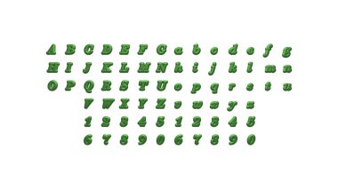 Beyaz bir arkaplanda, alt gölgeli duvarda 3 boyutlu bir yazı tipi bulunan harfler tarafından yazılmış.