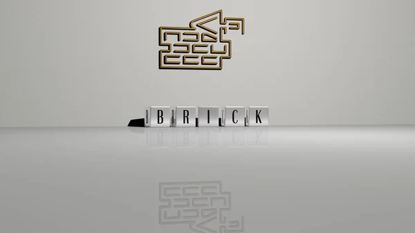 Imagem Gráfica Brick Verticalmente Juntamente Com Texto Construído Por Letras — Fotografia de Stock