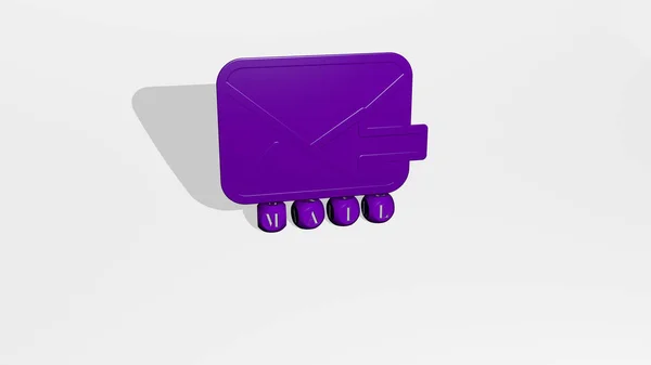 Immagine Grafica Mail Verticalmente Insieme Testo Costruito Lettere Cubiche Metalliche — Foto Stock