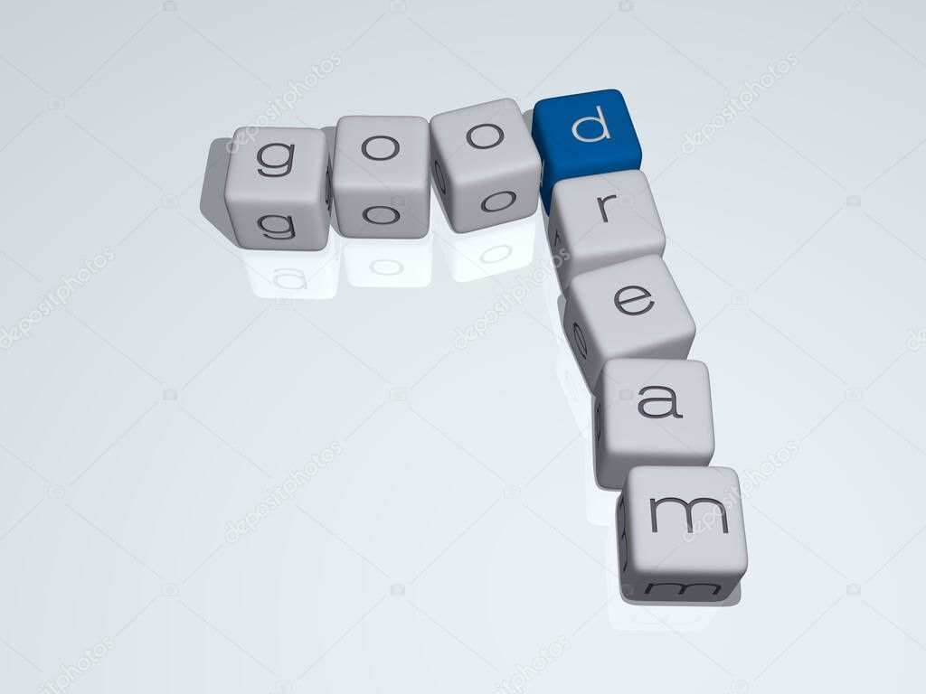 combination of good dream built by cubic letters from the top perspective, excellent for the concept presentation. illustration and background