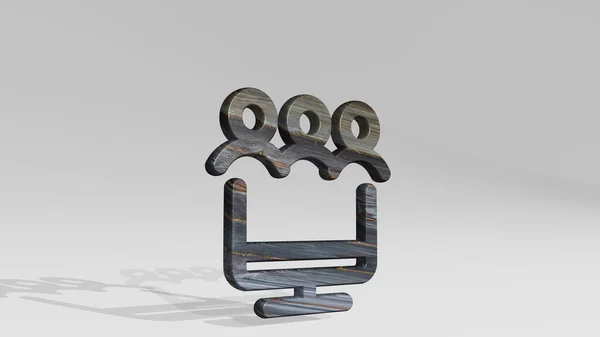 Monitor Team Gemaakt Door Illustratie Van Een Glanzende Metalen Sculptuur — Stockfoto