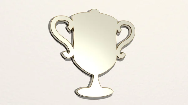 Trophy Wall Illustration Metallic Sculpture White Background Mild Texture Award — Stock Photo, Image