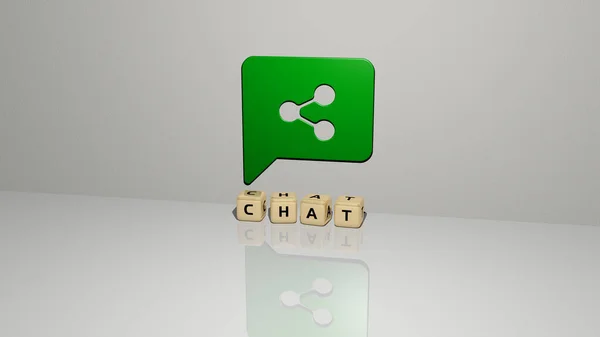 Chatの3Dグラフィカル画像は 上面から金属立方体文字で構築されたテキストと一緒に垂直方向に コンセプトプレゼンテーションやスライドショーに最適です イラストとアイコン — ストック写真
