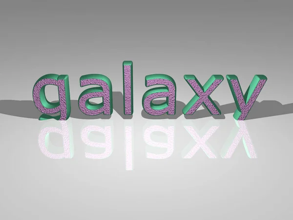 Text Von Galaxy Gerendert Mit Lichtperspektive Und Schatten Ein Bild — Stockfoto