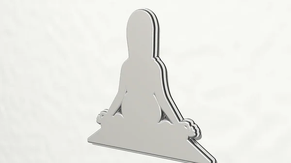Woman Doing Yoga Ist Eine Illustration Einer Metallisch Glänzenden Skulptur — Stockfoto