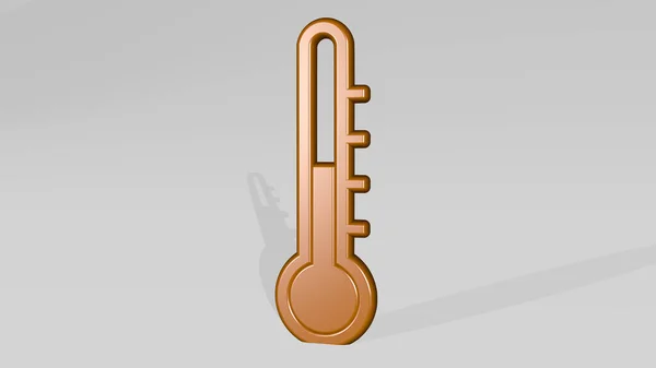 Termômetro Temperatura Feito Por Ilustração Uma Escultura Metálica Brilhante Com — Fotografia de Stock