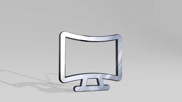 Screen Curved Wirft Schatten Mit Zwei Lichtern Illustration Einer Metallischen — Stockfoto