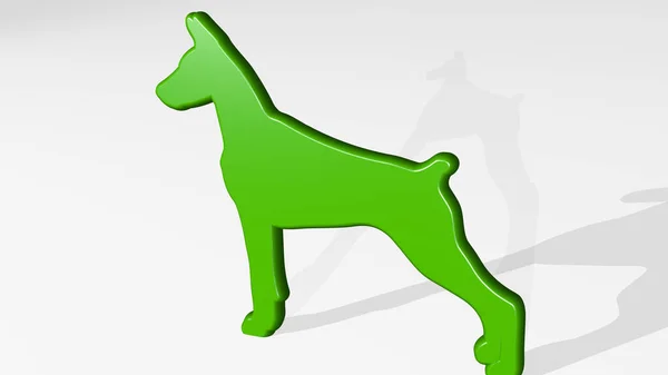 Dog Hergestellt Durch Illustration Einer Metallisch Glänzenden Skulptur Mit Dem — Stockfoto