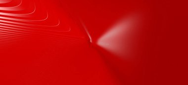 Renkli alanlara ihtiyaç duyan çeşitli uygulamalar için kırmızı renkli kıvrımlı geometrik desenlerin kaotik üç boyutlu soyut arka planı. Resim ve beyaz